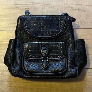 Brighton Black Leather Heart Backpack Purse